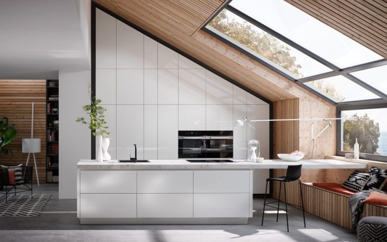 cuisine blanche avec sous pente sur mesures